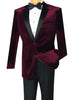 (42S, 52R) Slim Fit 2 Piece Wine Velvet Tuxedo