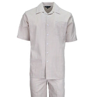 Tan Seersucker 2pc Set