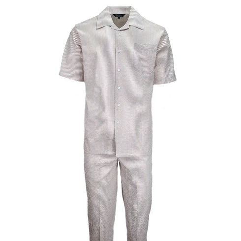 Tan Seersucker 2pc Set