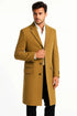 Mens Camel Full Length Wool Overcoat