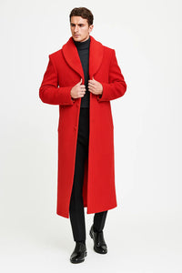 Mens Red Wool Overcoat - Mens Topcoat - Coat