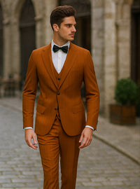 Terracotta Orange Skinny Fit Suit for Men – Tazzio Modern Pinstripe Design
