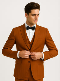 Terracotta Orange Skinny Fit Suit for Men – Tazzio Modern Pinstripe Design