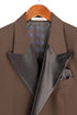 Mens Regular Fit Double Breasted Tuxedo with Satin Lapel and Bow Tie - Brown