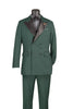 Mens Regular Fit Double Breasted Tuxedo with Satin Lapel and Bow Tie - Hunter Green