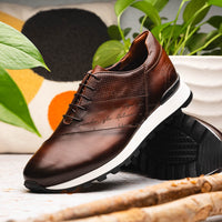Zelli Testo Burnished Italian Calfskin Dress Sneakers in Brown