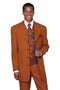Mens 3/4 Length 4 button Contrast Stitching Suit with Paisley Vest in Rust