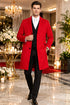 Three Buttons Red Wool Fabric Overcoat / Long men's Dress Topcoat - Winter coat