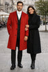 Three Buttons Red Wool Fabric Overcoat / Long men's Dress Topcoat - Winter coat