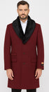 Ticket Pocket Designer Wool Peacoat Sale ~ Wool men's Car Coat Mid Length Three quarter length coat ~ Overcoat With Fur Collar Burgundy Long Jacket