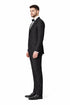 Tiglio Mens Slim Fit Black Wool Tuxedo – Satin Peak Lapel Formal Dinner Suit