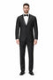 Tiglio Mens Slim Fit Black Wool Tuxedo – Satin Peak Lapel Formal Dinner Suit