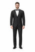 Tiglio Mens Slim Fit Black Wool Tuxedo – Satin Peak Lapel Formal Dinner Suit