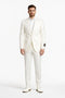Tiglio Italian Suit - Real Wool Fabric Super 150's Novello Off-White, Modern Fit Suit in Color Off-White