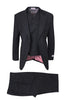 Tiglio Rosso Brand - Black Classic Suit Fit Pleated Pants Athletic Cut Real Wool Fabric Suit Peak Lapel Semi Wide leg Slack