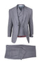Tiglio Rosso Brand - Classic Suit Fit Pleated Pants Athletic Cut Real Wool Fabric Suit Peak Lapel in Color Light Grey Semi Wide leg Slack