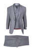 Tiglio Rosso Brand - Classic Suit Fit Pleated Pants Athletic Cut Real Wool Fabric Suit Peak Lapel in Color Light Grey Semi Wide leg Slack