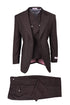 Tiglio Rosso Men’s Choclate Brown 3 Piece Suit –Double Breasted Vest with Classic 100% Wool Super 150's Fabric - Pleated Pants