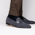 Zelli Tippa Suede and Calfskin Penny Loafers in Grey