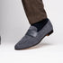 Zelli Tippa Suede and Calfskin Penny Loafers in Grey