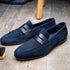 Zelli Tippa Suede and Calfskin Slip-On Penny Loafers in Navy