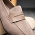 Zelli Tippa Suede and Calfskin Combination Penny Loafers in Taupe