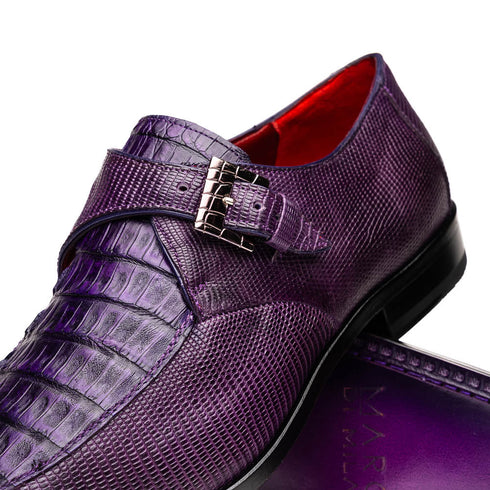 Marco Di Milano Toluca Men's Shoes Purple Exotic Crocodile & Lizard Monk Strap