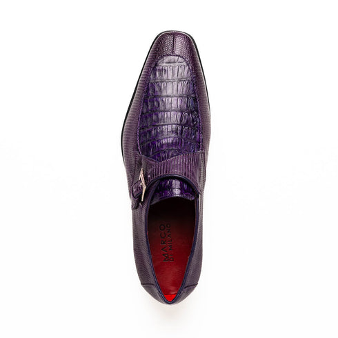 Marco Di Milano Toluca Men's Shoes Purple Exotic Crocodile & Lizard Monk Strap