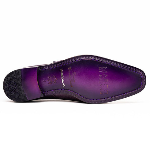 Marco Di Milano Toluca Men's Shoes Purple Exotic Crocodile & Lizard Monk Strap