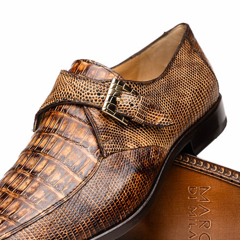 Marco Di Milano Toluca Men's Shoes Pantano Orix Exotic Crocodile & Lizard Monk Strap