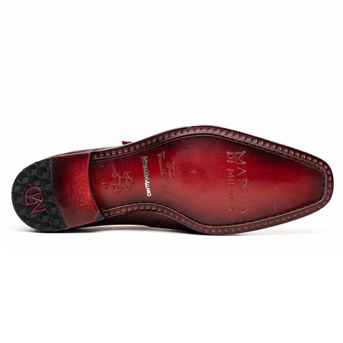 Marco Di Milano Toluca Men's Shoes Wine Exotic Crocodile & Lizard Monk Strap