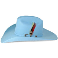 100X Stone Roper Cowboy Felt Hat With Feathers