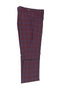 Tiglio Luxe Bordeaux Red with Blue Windowpane Semi-Wide Leg Wool Marbella Dress Pants TL3305
