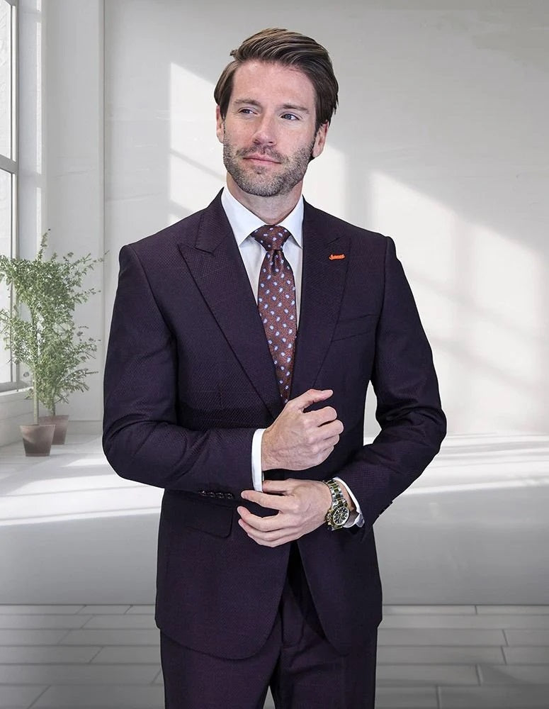 Statement Confidence Men's Off White 2 Button Modern Fit Suits Wool Suit main image 0