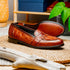 Zelli Tuscany Genuine Caiman Crocodile Penny Loafer in Cognac