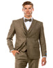 Men's Two Button Vested Vintage Style Tweed Wedding Suit in Tan