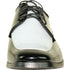 Bravo Mens Classic Moc Toe Shiny Patent Tuxedo Prom Shoe in Black & White