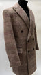 Mens Plaid Overcoat - Hounstooth Checker Pattern Topcoat - Brown