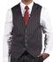 (46R) Black Regular Fit 5 Button Pinstripe Vest