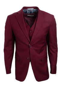 Men's Two Button Vested Stacy Adams Basic Burgundy Suit