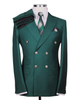 Mens Designer Double Breasted Wool Suit with Gold Buttons in Hunter Green