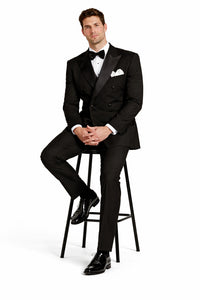 Black Double Breasted Suits Tuxedo Jacket + Pants Chore Jackets