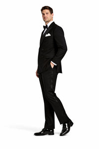 Black Double Breasted Suits Tuxedo Jacket + Pants Chore Jackets