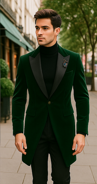 Velvet Long Coat - Velvet Car coat - Green Coat $199