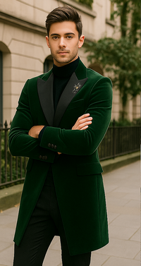 Velvet Long Coat - Velvet Car coat - Green Coat $199