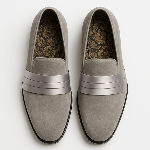 Uptown Hustle in Silver Sleek Velvet Loafers