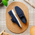 Zelli Venice Hand-Stitched Sueded Goatskin Boat Shoe in Navy