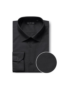 Verno Men's Slim Fit Black Dress Shirt with Spread Collar - Elegant Mensattire