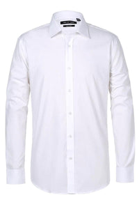 Verno White Men's Slim Fit Dress Shirt, Spread Collar - Elegant Mensattire