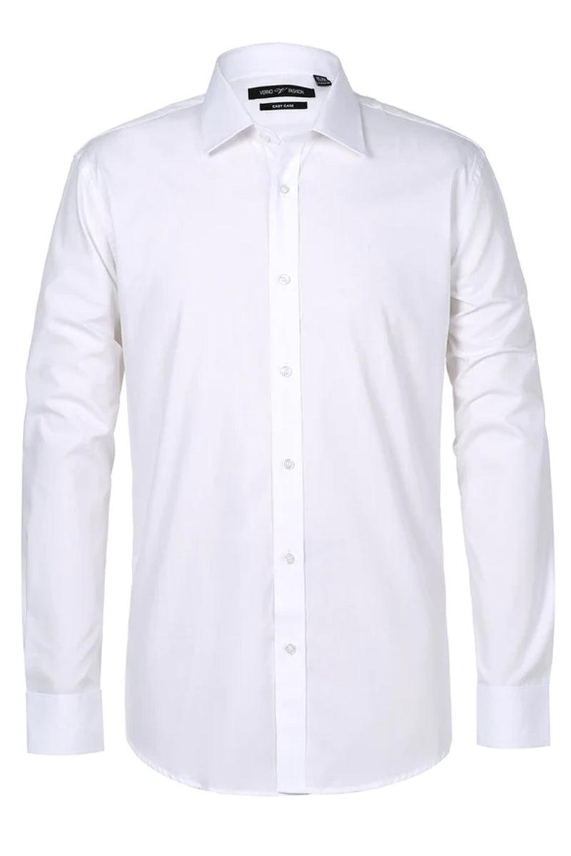 Men's White Slim Fit Dress Shirt, Spread Collar – OvercoatUSA